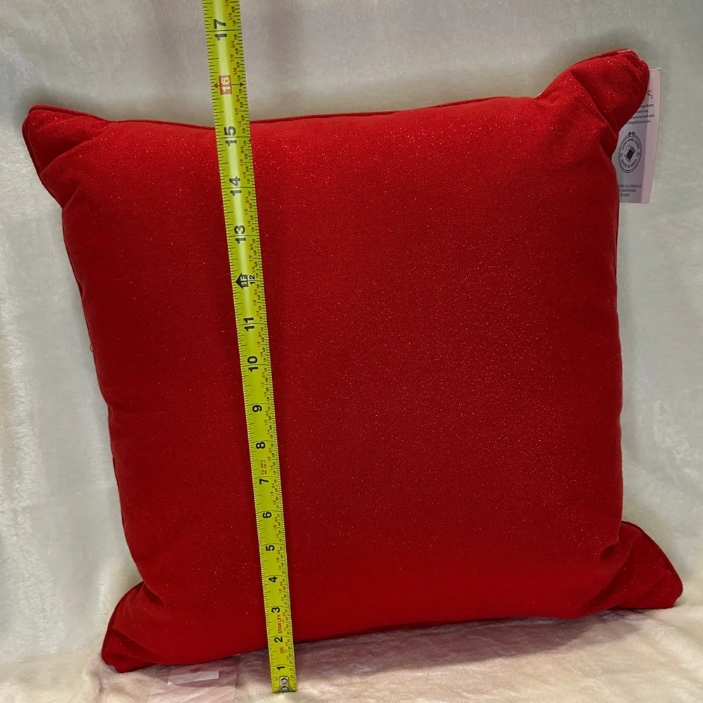 Elegant Swan Embroidered Pillow - White and Red - Picture 8 of 10